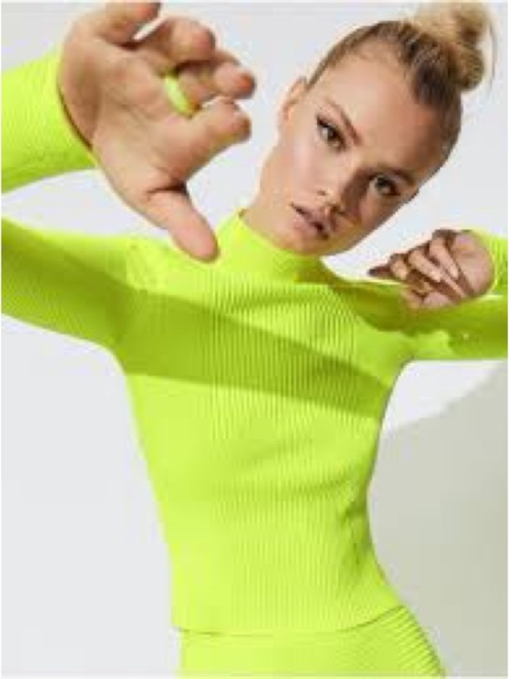 Adam Selman Sport Neon ribbed-knit turtleneck top NWOT